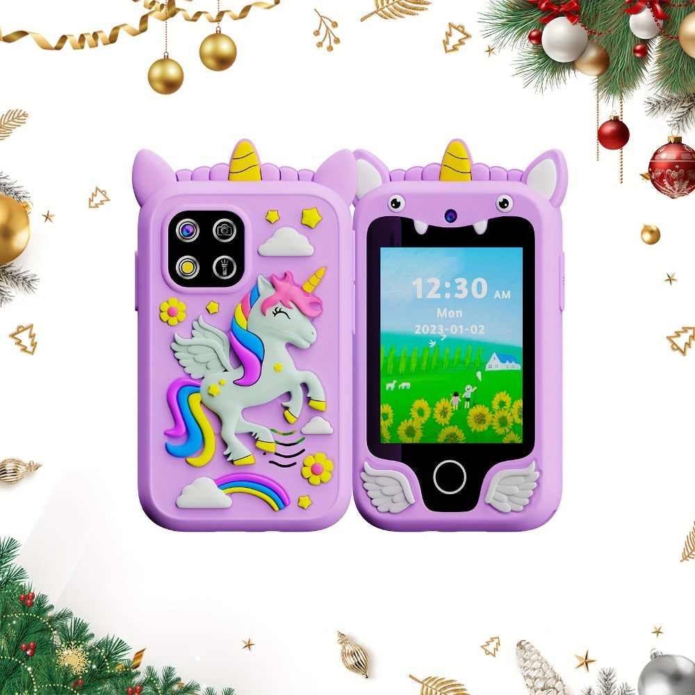 Kids Toy Smart Phone with HD Touchscreen & Dual Camera – 8GB Storage Dinosaur Play Phone | Educational Travel Toy for Boys & Girls Ages 3-10, Birthday Halloween & Christmas Gift | Green Blue Pink Purple