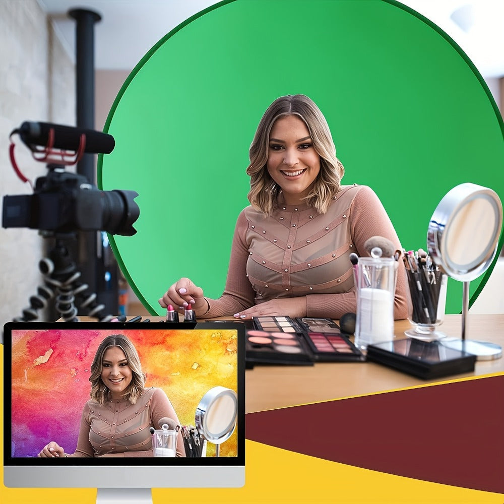 Chair Mount Green Screen Backdrop Collapsible Chroma Key Background for Streaming Vlogging Video Calls Zoom Portable Wrinkle-Resistant Polyester Easy Setup for Home Studio Content Creators