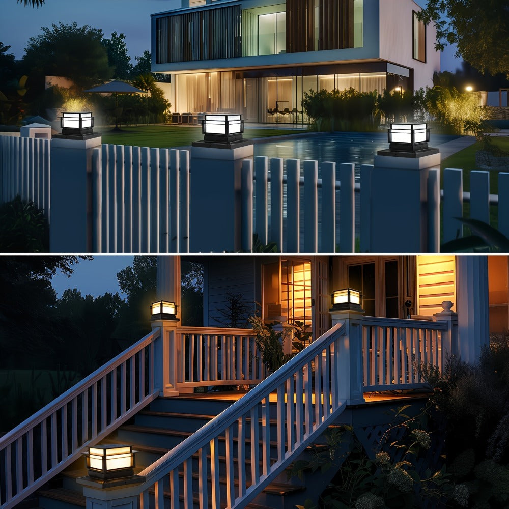 Solar Post Cap Lights for Fence Deck 6 Pack - Outdoor Bright LED Waterproof Auto Dusk to Dawn for Garden Porch Patio Stair Railing Newel Post Driveway Pillar Decoration