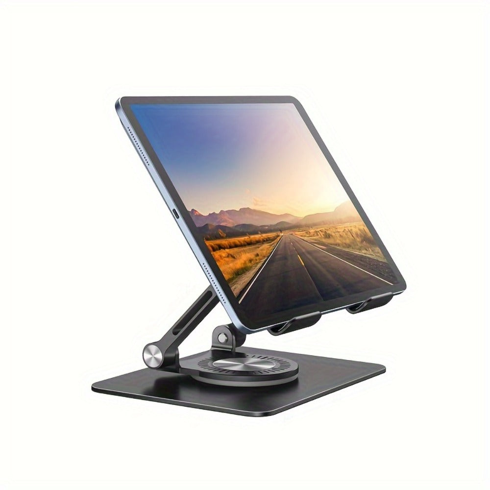 KEXIN Adjustable Aluminum Tablet Stand, 360° Rotating Base, Universal Desktop Holder for iPad, Fire Tablet, Kindle & Smartphones – Silver/Black/Blue
