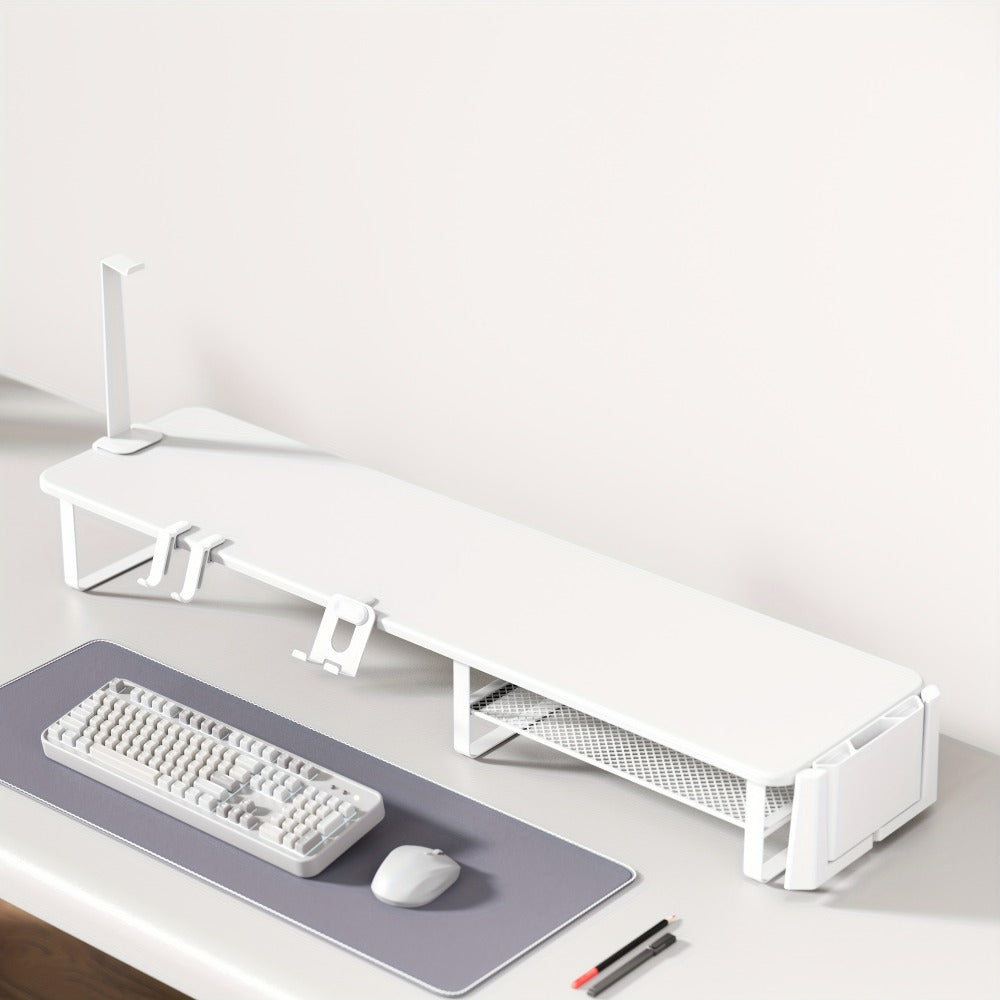 Monitor Stand Organizer with Headset Holder Phone Stand & Game Controller Holder, Versatile Desktop Riser for Computer Monitor Laptop, Gaming & Home Office Desk Organizer