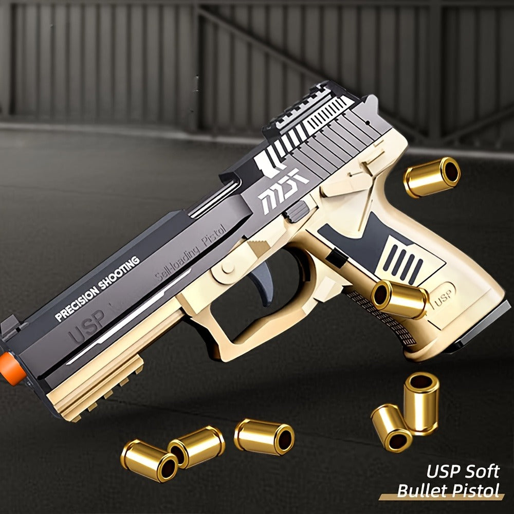 USP Soft Bullet Toy Gun Pistol with Shell Ejecting – Continuous Rapid-Fire Foam Blaster for Boys & Girls, Outdoor Shooting Game, Halloween Thanksgiving Christmas Birthday Gift for Kids Ages 6+
