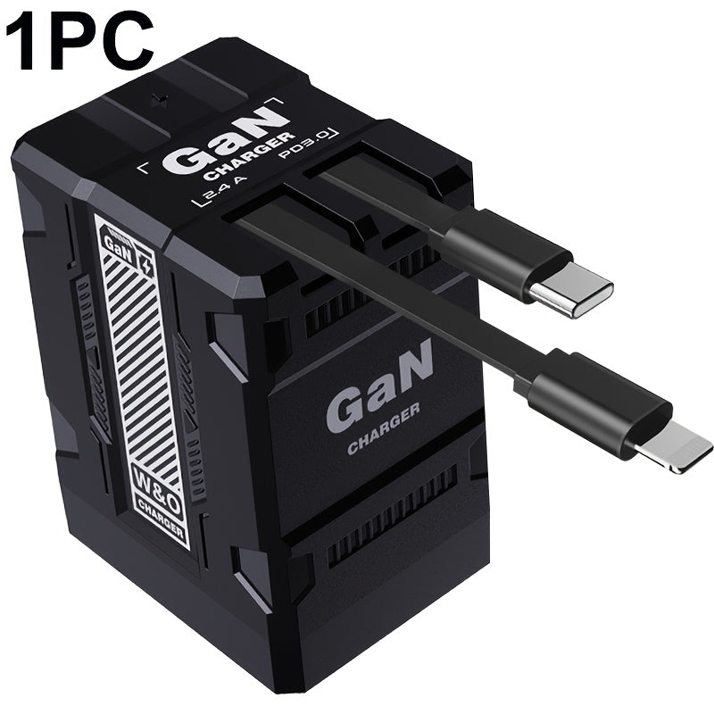 Built-In Cable USB-C Fast Charger 66W 120W – Integrated Type-C Cord 80cm 120cm PD 27W Charging Head for iPhone 17 16 15 14 13 12 Pro Max, Samsung Galaxy, Xiaomi Android, 1pc or 2pcs Set 6 Colors