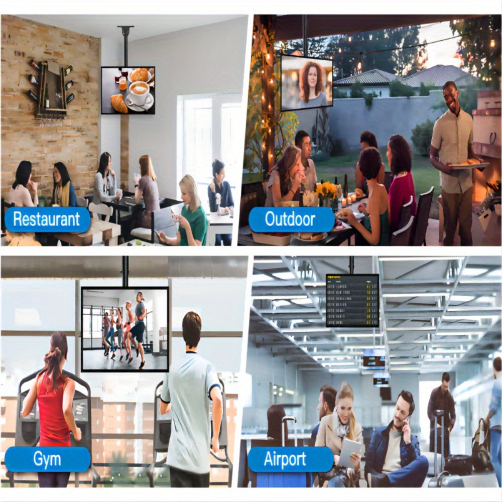 Ceiling TV Mount 37-75 Inch - 360° Swivel & Tilt Adjustable Bracket for Flat & Curved TVs up to 110 lbs, VESA 600x400mm, Stainless Steel, for Home Restaurant Gym