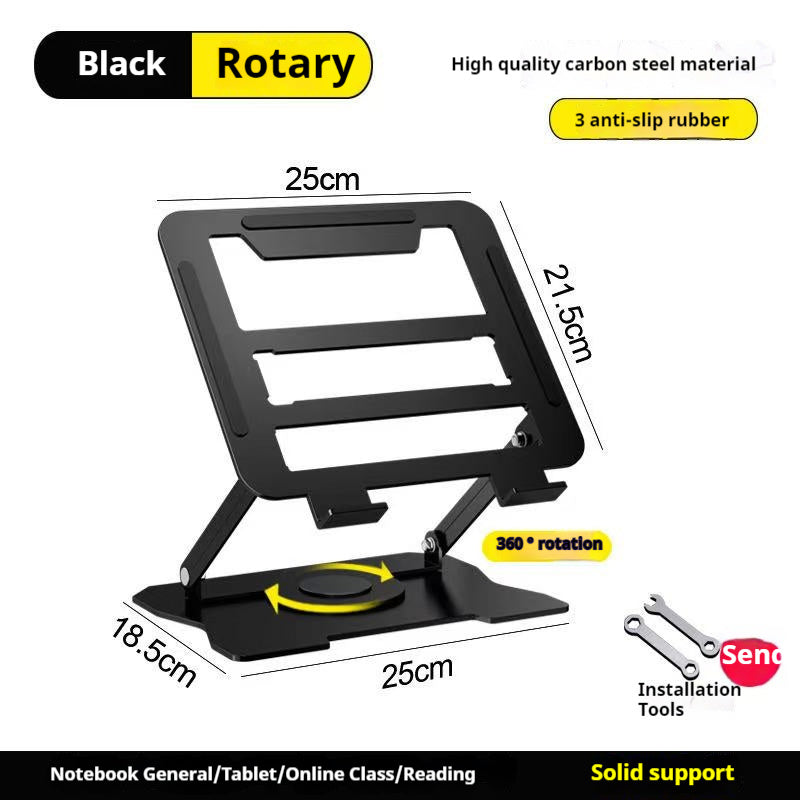 Adjustable Laptop Stand with 360-Degree Rotating Base, Ergonomic Foldable Laptop Holder for MacBook Pro Air and Laptops Up to 17 Inches, Home Office Desk Riser