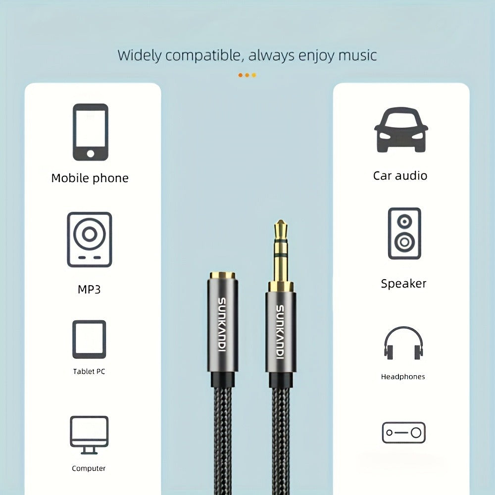 3.5mm TRRS Headphone Extension Cable with Mic Male to Female Stereo Audio Cable for Smartphone PC TV Headphone PS4 Car Audio Speaker Gaming