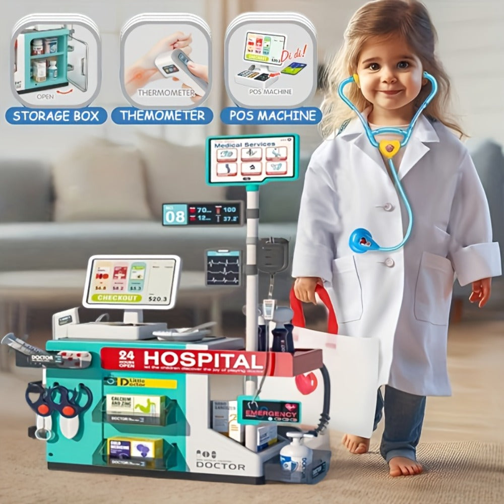 Doctor Play Set with 49 Pieces, Medical Station & Cashier Pretend Play
