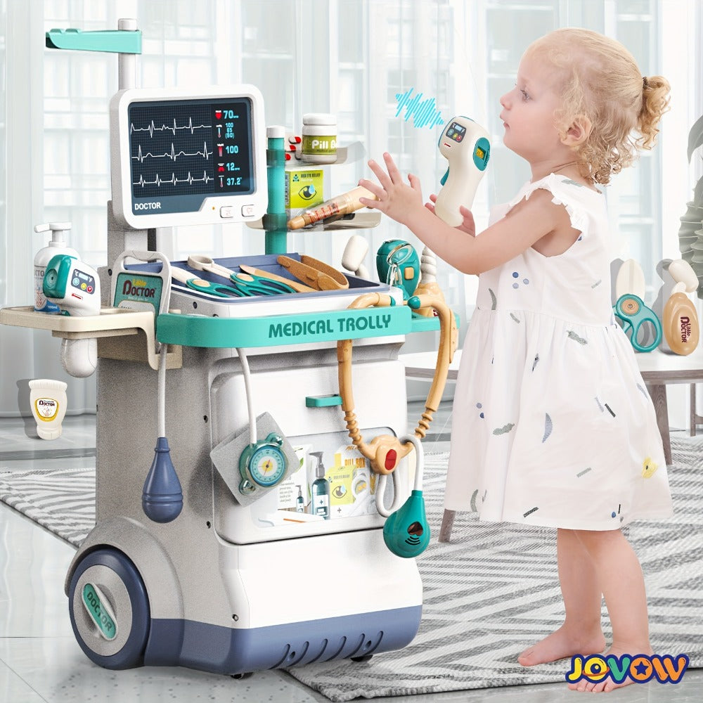Kids Doctor Play Set with Medical Trolley for Pretend Clinic Role-Play