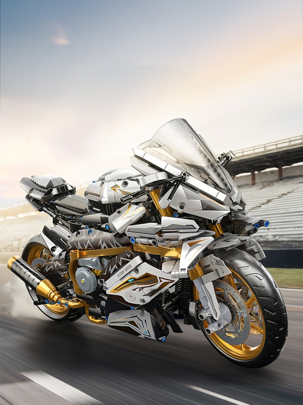 Motorcycle Building Block Model, 1:5 Scale, 2,000+ Pieces