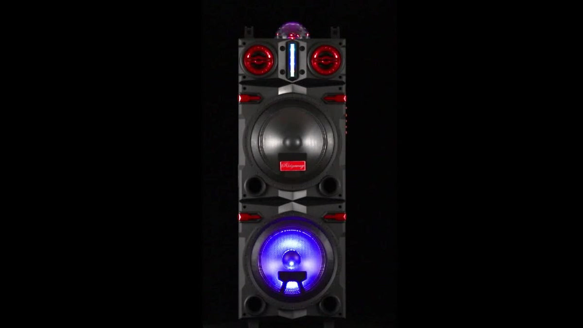 Karaoke Party Bluetooth Speaker with Sound Reactive Lights, 1000W Peak DJ Subwoofer Stereo Boombox, USB SD AUX FM Radio, Telescopic Rod Remote Control for Outdoor Indoor Party