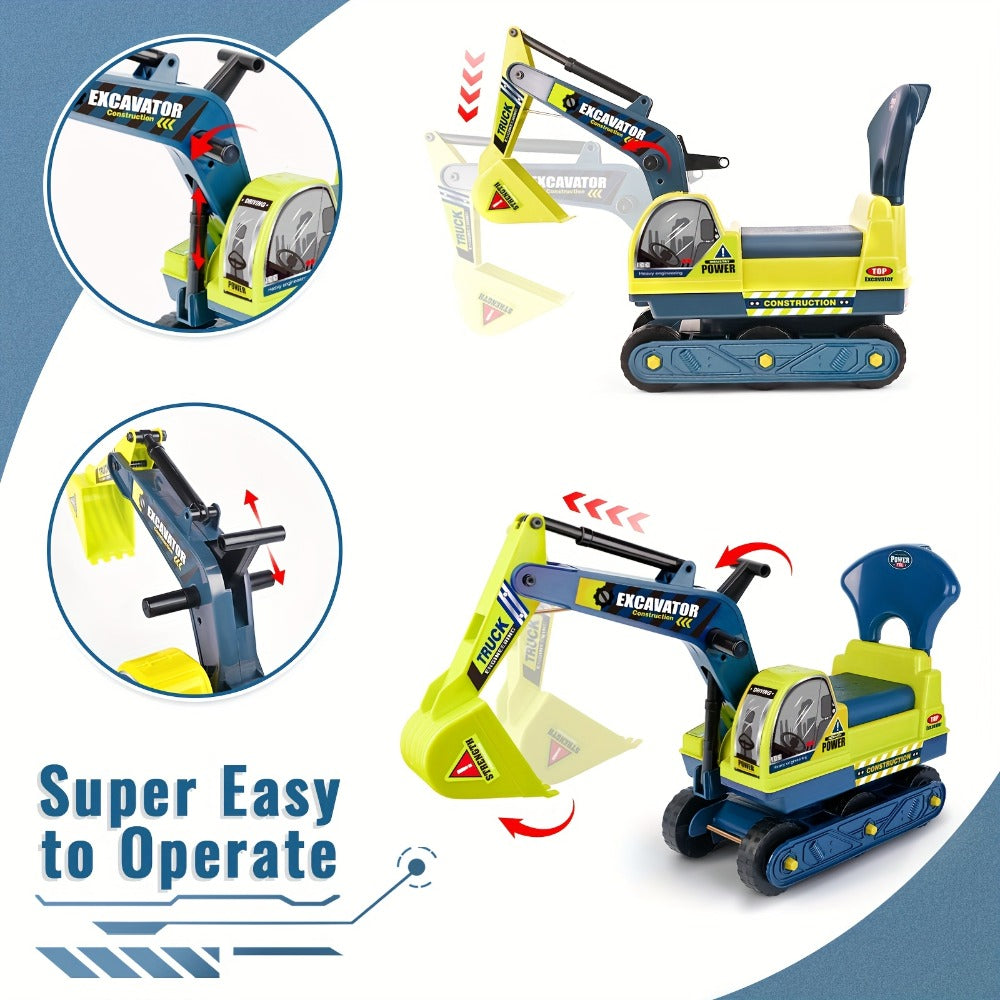 Ride-On Excavator Toy with Working Scoop for Beach and Sandbox Play