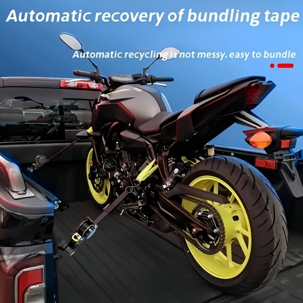 Self-Retracting Tie Down Straps 10 Feet Heavy Duty Ratchet Cargo Straps – Auto Retract for Truck Trailer Motorcycle Moving & Appliances, 1pc or 2pc Pack