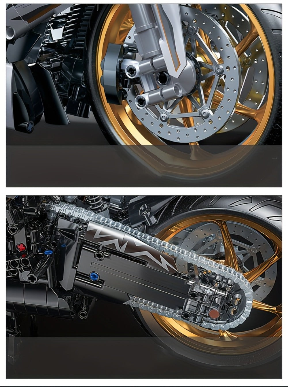 Motorcycle Building Block Model, 1:5 Scale, 2,000+ Pieces