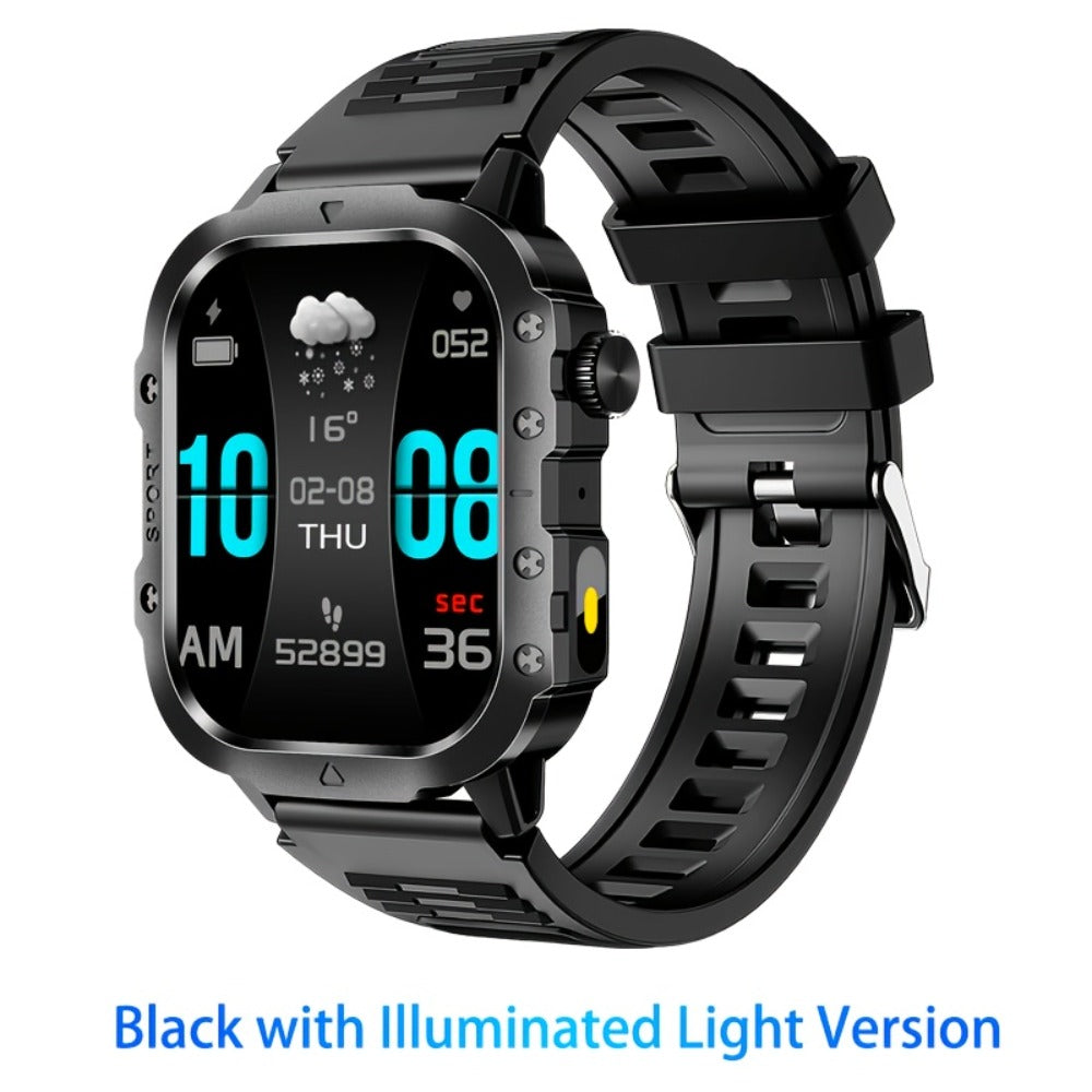 Illumination Light Smartwatch K33 Khaki – Full Touch, 100+ Sport Modes, Wireless Calling, Music Playback, Remote Camera, Weather Forecast, Alarm & Custom Watch Faces – Unisex Silicone Strap