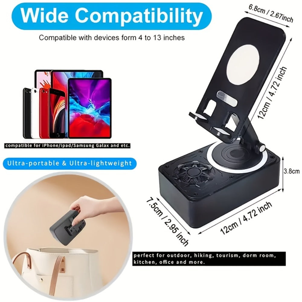 Turtle Shell Bluetooth Speaker with Phone Stand – Portable Outdoor Wireless Speaker, 1200mAh Battery, 6-Hour Playtime, Loud Bass, USB Charging Cable, Perfect for Home, Car, Travel & Camping