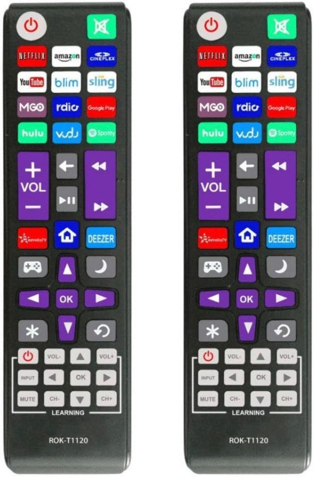 2 Pack Roku TV Universal Remote Replacement – Compatible with TCL Sanyo LG RCA Philips Hitachi Onn Insignia Sharp JVC Roku TV, Apple TV 1 2 3, Bose Wave I II III IV, No Setup Required