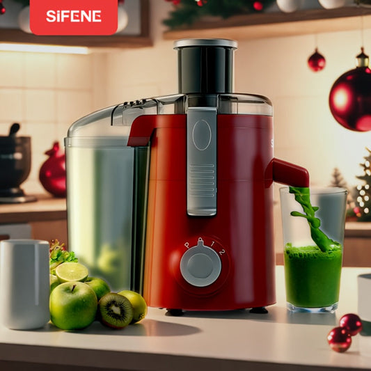 Centrifugal Juicer with Wide Feed Chute and 2 Speeds for Fruit and Vegetables - Red
