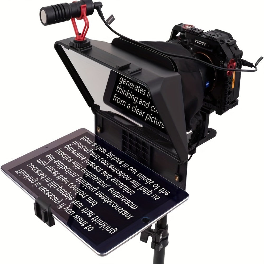 A10 Portable Teleprompter for Smartphone & DSLR Camera | Phone Holder & Remote Control for Video Recording, Live Streaming, Interview, Stage Presentation & Speech