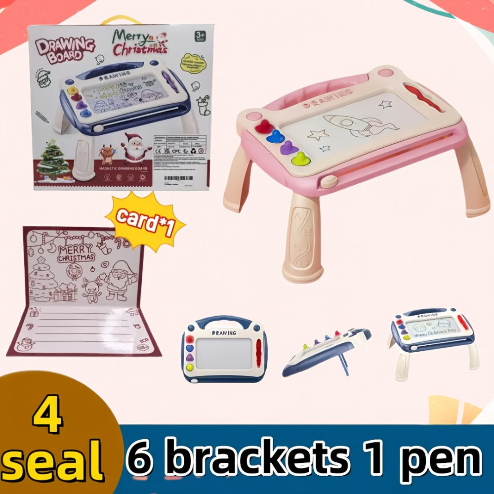 Kids Magnetic Drawing Board 3-in-1 Doodle Kit – Reusable Erasable Toddler Art Toy with Stamps, Pen & Stand | STEM Learning Gift for Boys Girls Ages 3-8 Birthday Christmas Easter