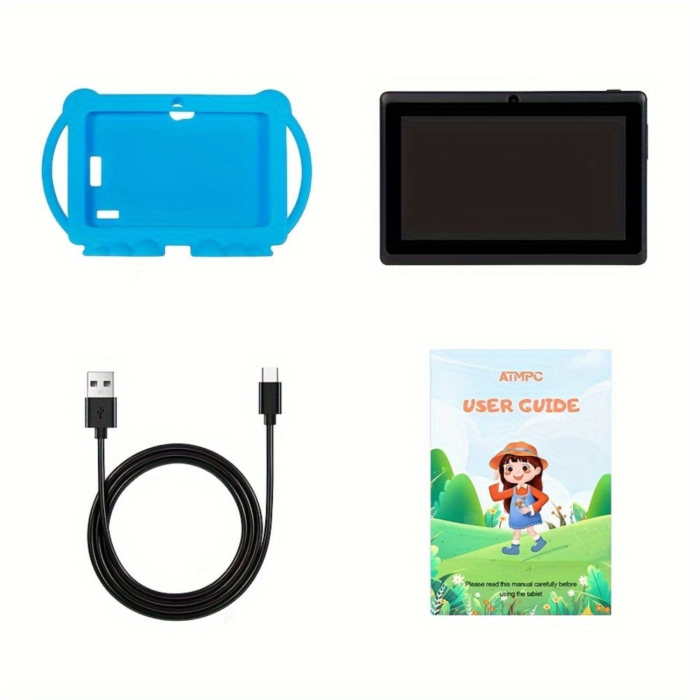 Educational Kids Tablet 7 Inch Android 14, Eye Protection Screen Parental Control GMS Certified, 2GB RAM 32GB ROM 2.4G Wi-Fi, Shockproof Case Dual Camera Pre-Loaded Learning Apps & Games, Children Tablet for Ages 3-12 – Blue Red