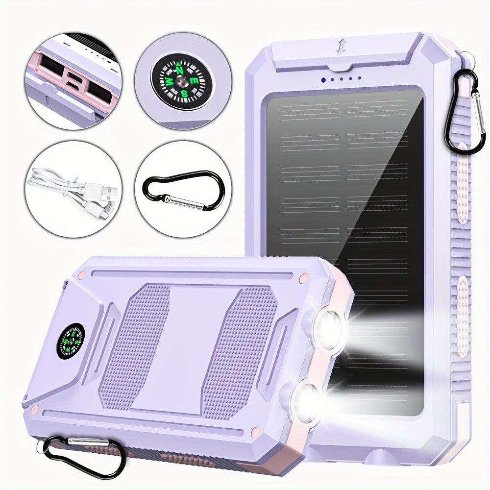 Solar Power Bank 45800mAh QC3.0 Fast Charging – Dual USB Portable Charger with LED Flashlight for Camping Hiking Travel Emergency, High Capacity Battery Pack for All Cell Phones & Devices