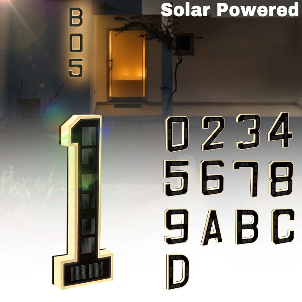 Solar House Numbers 9 Inch Backlit LED Address Sign – Waterproof IP44 Illuminated Number Plaques with Smart Light Sensor for Home Garden Courtyard Modern Decor