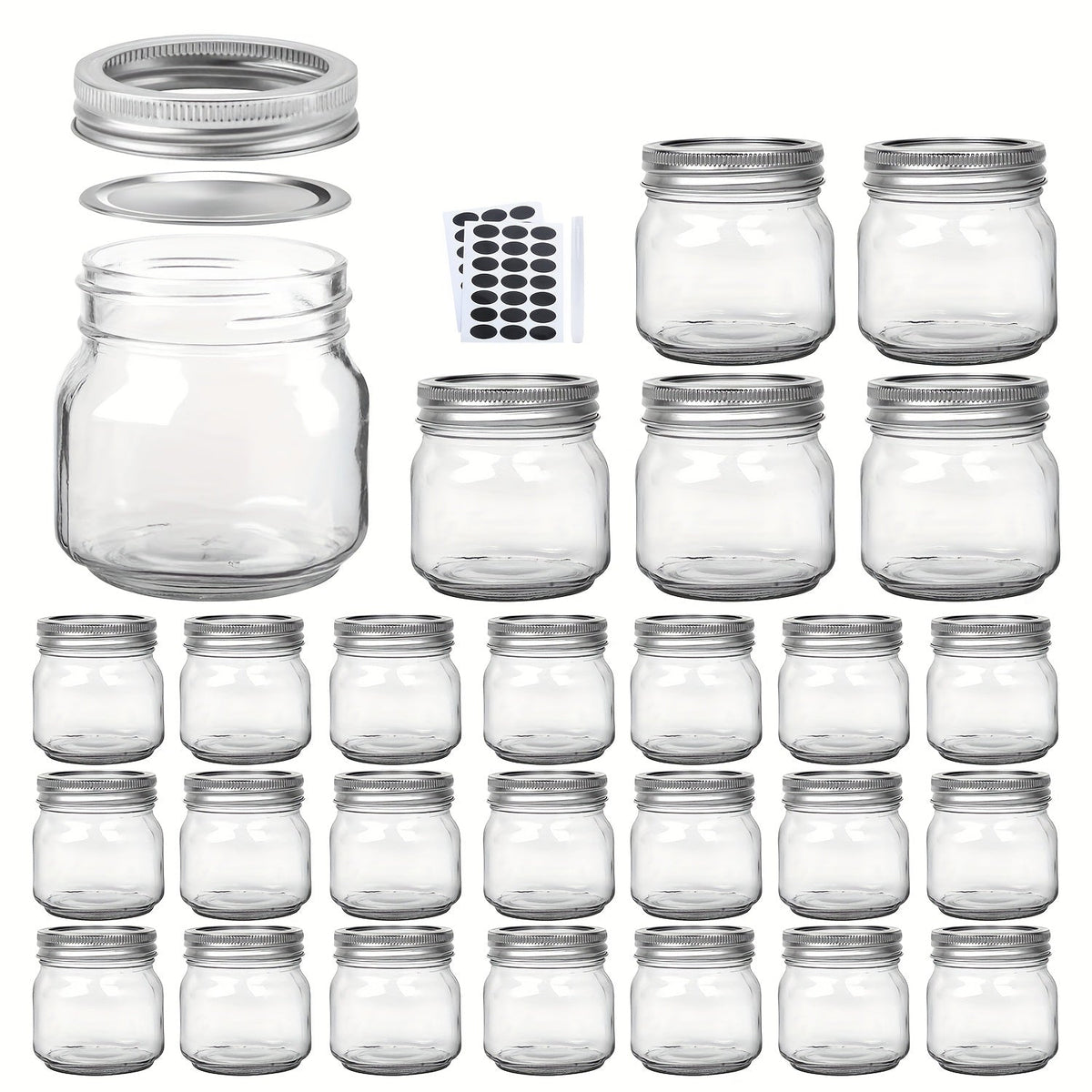 Mason Jars 8oz Glass Jars with Lids – 9/18/27/36 Pack Regular Mouth Canning Jars for Storage, Spices, Jelly, Jam, Honey & Caviar | Dishwasher Safe Spiral Lid Kitchen Storage Containers Set