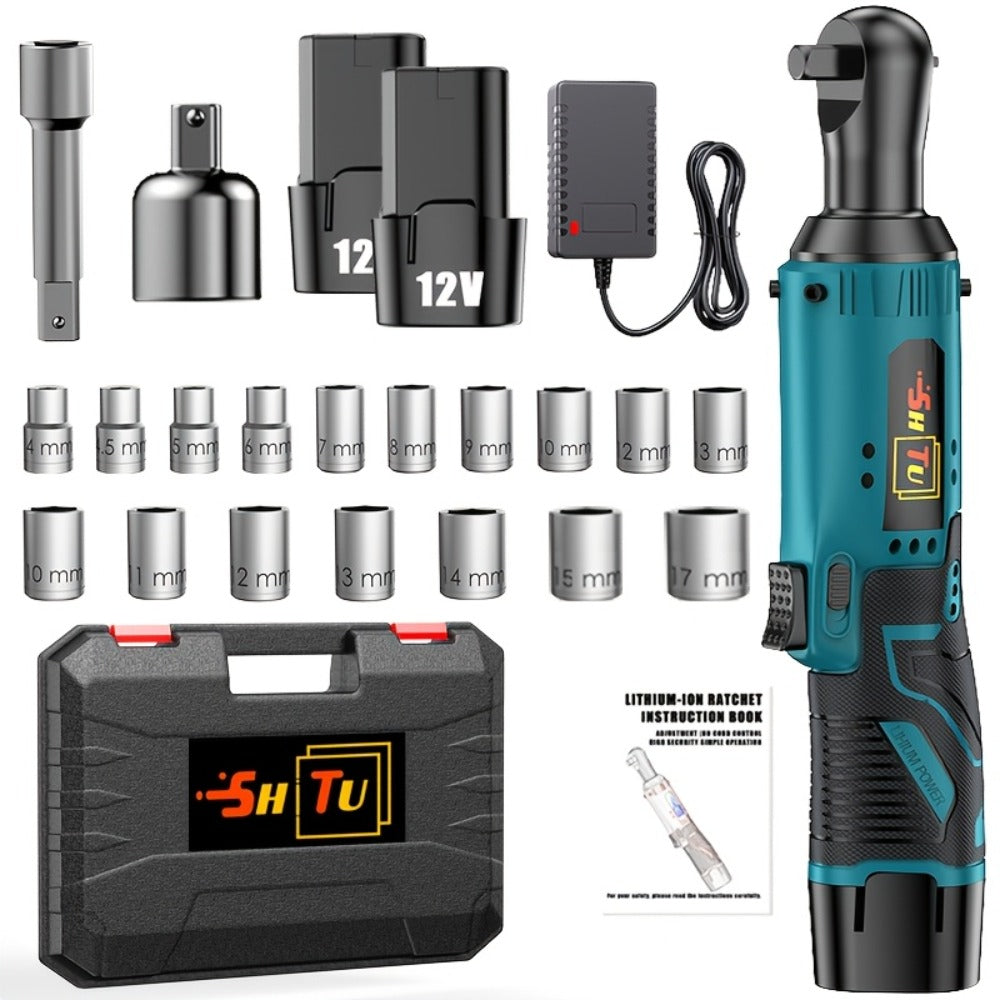 12V Brushless Electric Ratchet Wrench Set with Battery & Quick Charger – Wireless Car Repair Tool Kit for Home & Auto, Holiday Gift for Men