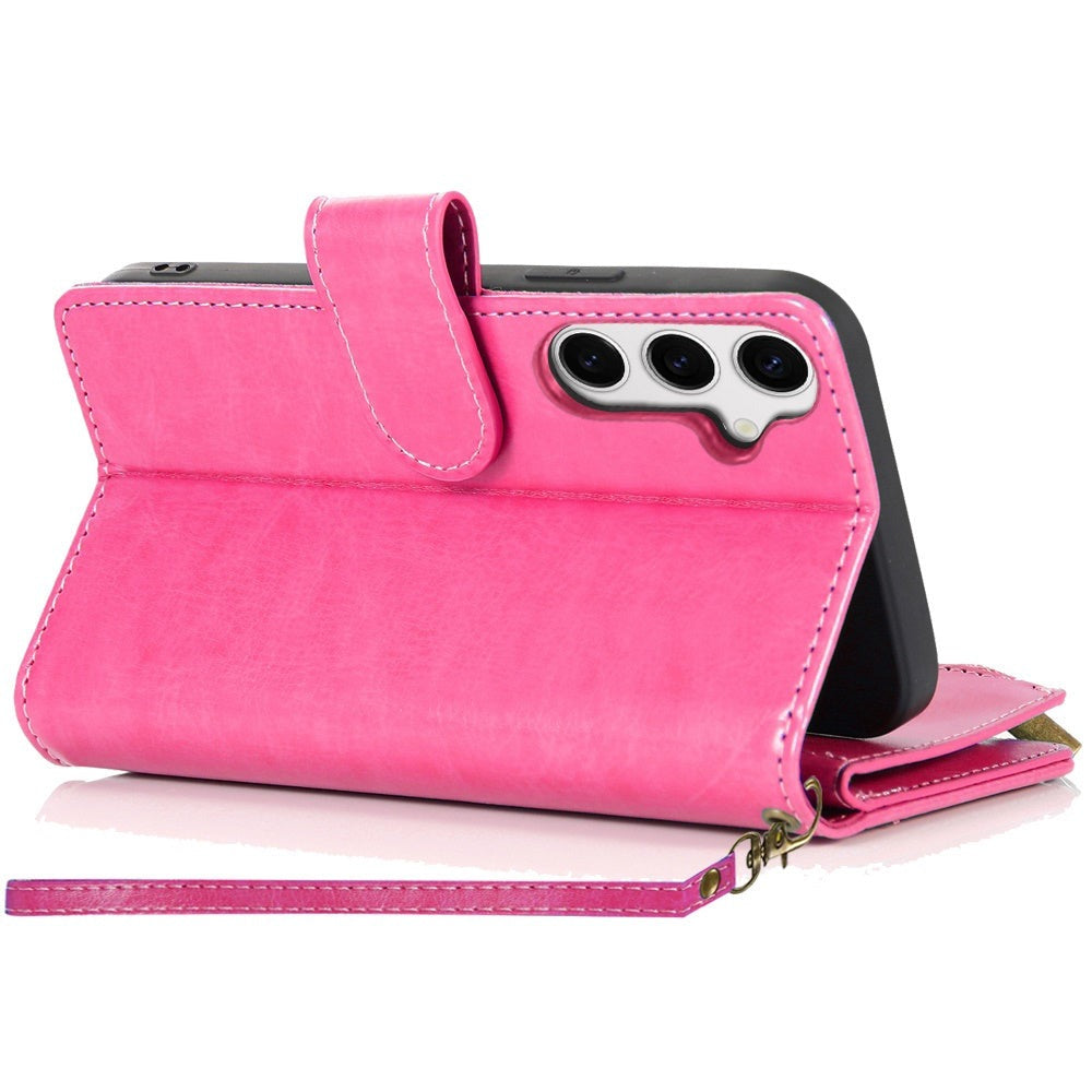 Wallet Case for Samsung Galaxy S25 FE – Luxury Leather Zipper Card Holder ID Window Money Pocket Folio Flip Cover, Slim Protective Phone Case with Card Slots for Galaxy S25 FE Women Men