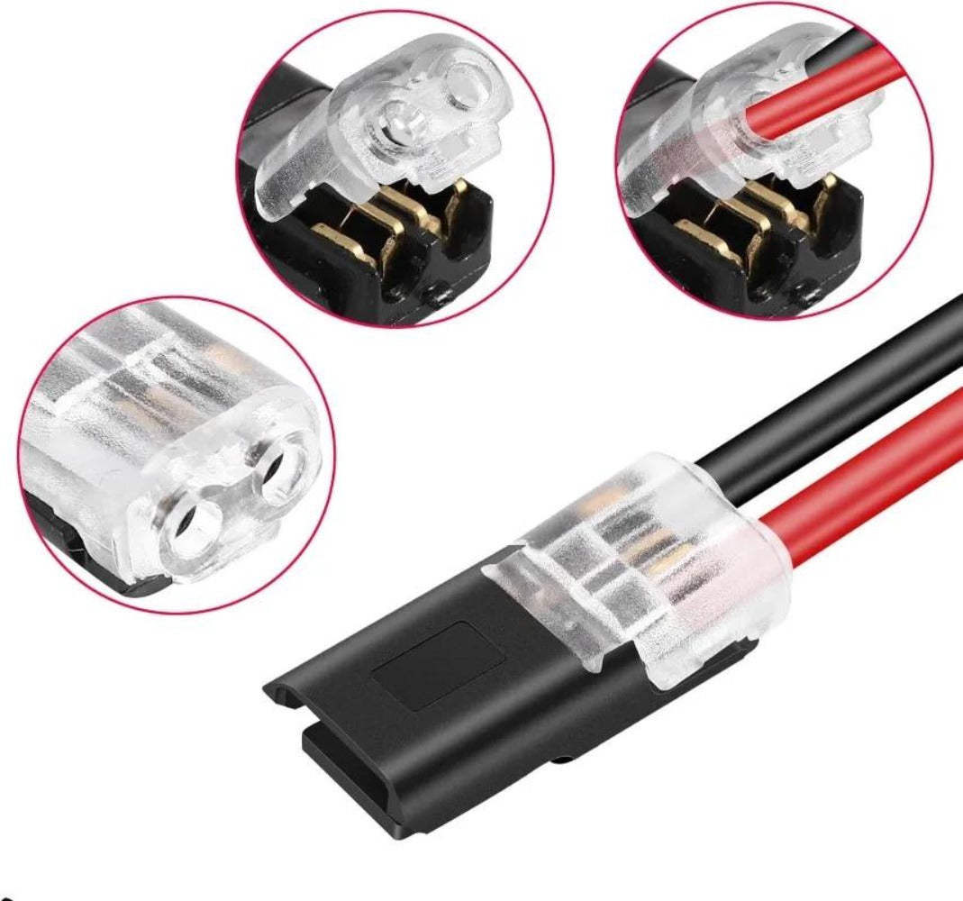 152Pcs LED Wire Connectors 2-Pin Quick-Connect Latches, Low-Voltage Plug-and-Play Cable Connectors Up to 36V, Compact Locking Latches for Lighting, Outdoor Wiring, Electricians & DIY Installers