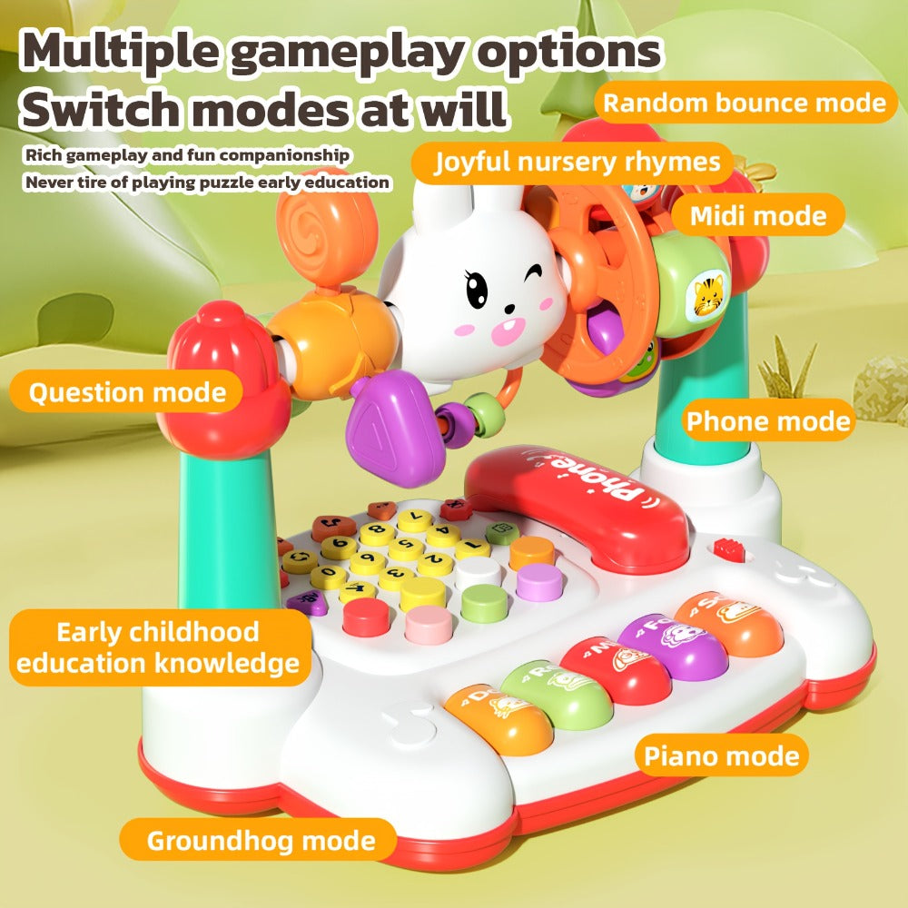 Rabbit Story Machine Toy for Kids with Piano Music & LED Lights – Multifunctional Educational Phone Toy, Storytelling Sensory Toy for Toddlers, Easter Birthday Christmas Halloween Gift for Boys & Girls