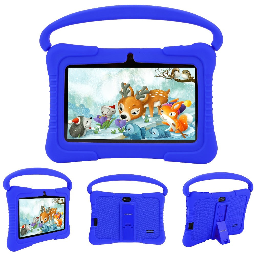Kids Tablet 7 Inch Android 2GB RAM 16GB 32GB ROM 1TB Expandable WiFi Dual Camera Parental Control Educational Games Eye Protection Drop-Proof Silicone Case Tablet for Kids Toddlers – Pink Blue Purple Navy