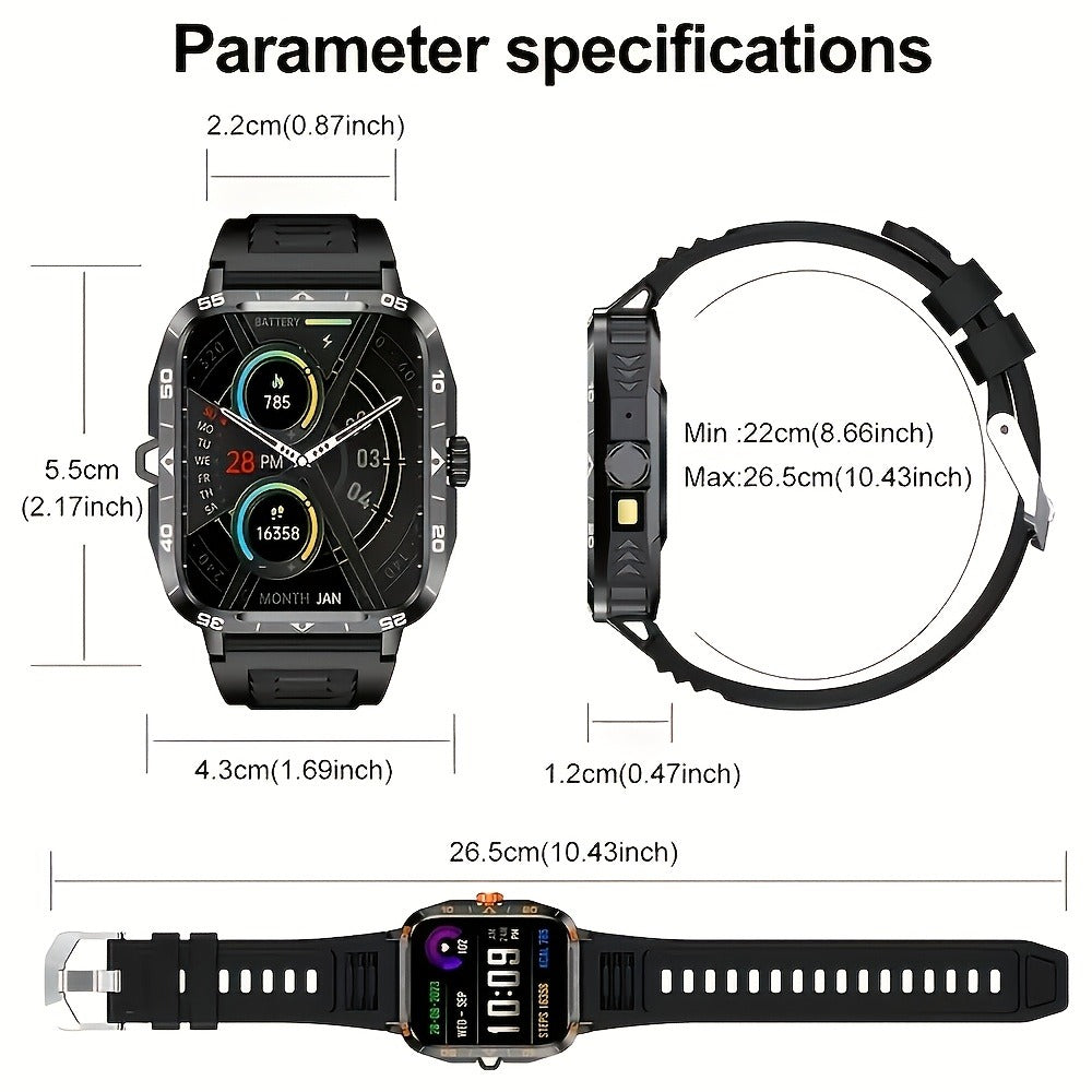 Smartwatch with Music Player Stopwatch LED Lighting Wireless Calling Multi Sport Mode Heart Rate Sleep Fitness Tracker iPhone Android Compatible Men Women Gift Black Gold Metal Strap