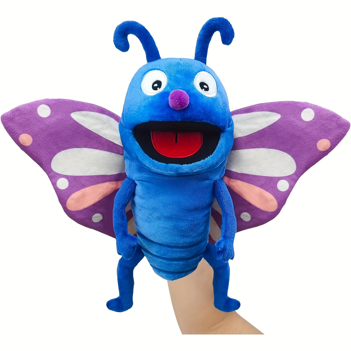 Insect Hand Puppet 13-Inch with Movable Mouth, Realistic Plush Bee Ladybug Dragonfly Butterfly Ant Caterpillar Puppet for Kids Storytelling Role Play Puppet Show, Birthday Holiday Gift