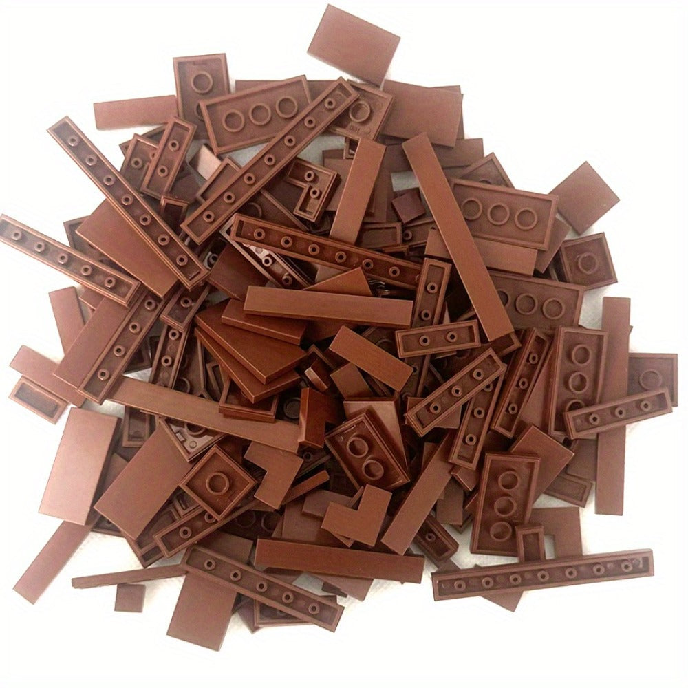 Bulk Smooth Flat Tile Building Blocks, Approx. 150 Pieces, 1x1 1x2 & 1x6