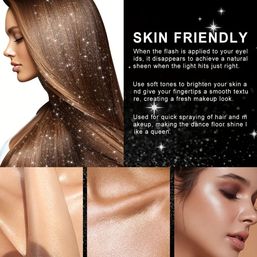 Glitter Spray for Hair & Body Quick Dry Shimmer Spray – High-Gloss Body Glitter for Face Lips Eyes Skin Festival Rave Party Photoshoot Everyday Glam Set 2pc & 3pc Options Women Teens