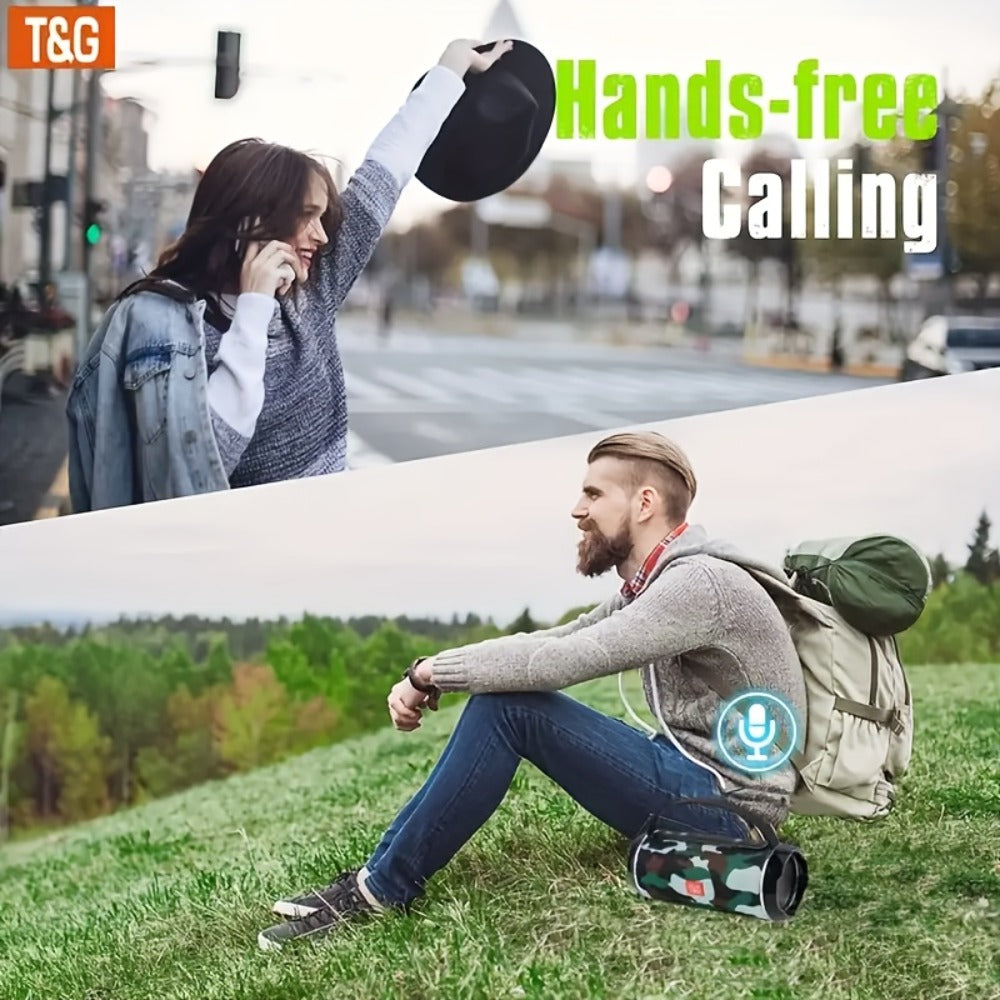 TG116C IPX4 Portable Bluetooth 5.0 Speaker 1200mAh Rechargeable Wireless Speaker USB TF FM Type-C Charging Surround Sound for Outdoor Travel Home Mobile