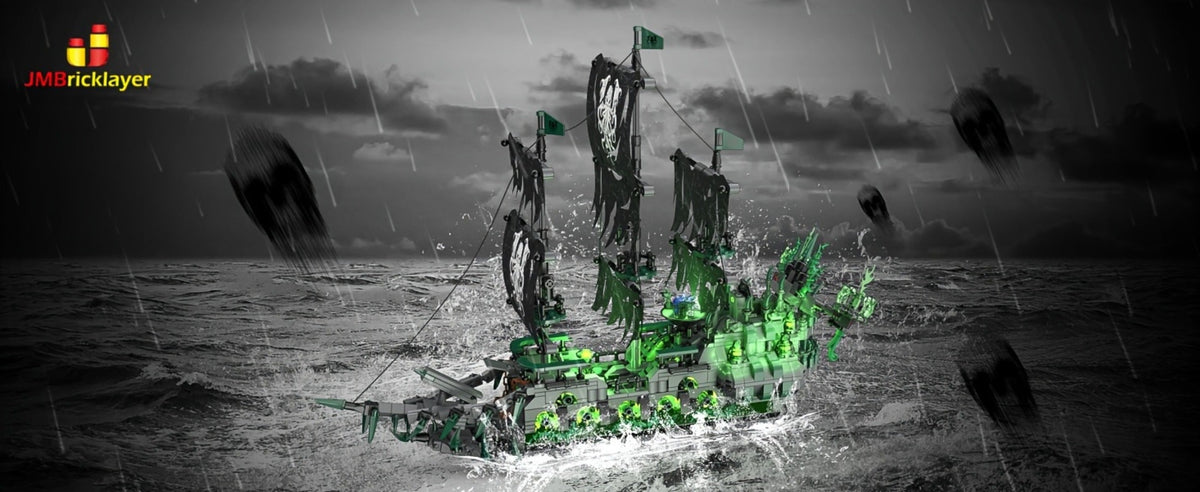 Pirate Ship Building Blocks, Flying Dutchman Ghost Ship Model 40001 with LED Lights