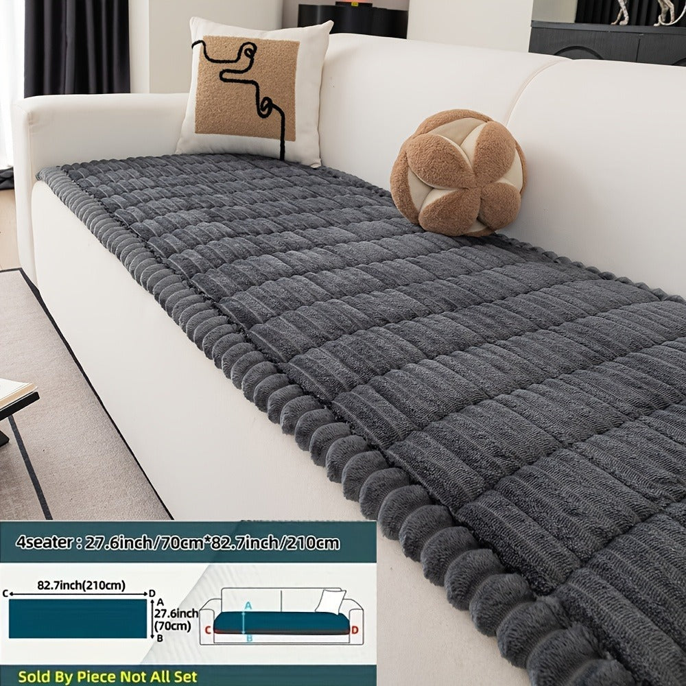 Sofa Cushion Cover Plush Velvet Washable Seat Pad Wavy Edge Soft Kapok Filling for Couch Loveseat 1 2 3 4 Seater — Easy Install Home Decor Protection