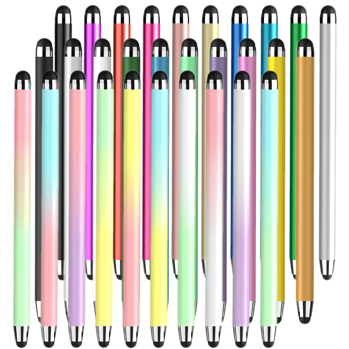 Stylus Pen 30 Pack Universal 2-in-1 Capacitive with 60 Replacement Tips for iPad iPhone Android Samsung Galaxy Tablets Laptops Chromebook All Touch Screens Bold Pastel Classic Combo Colors