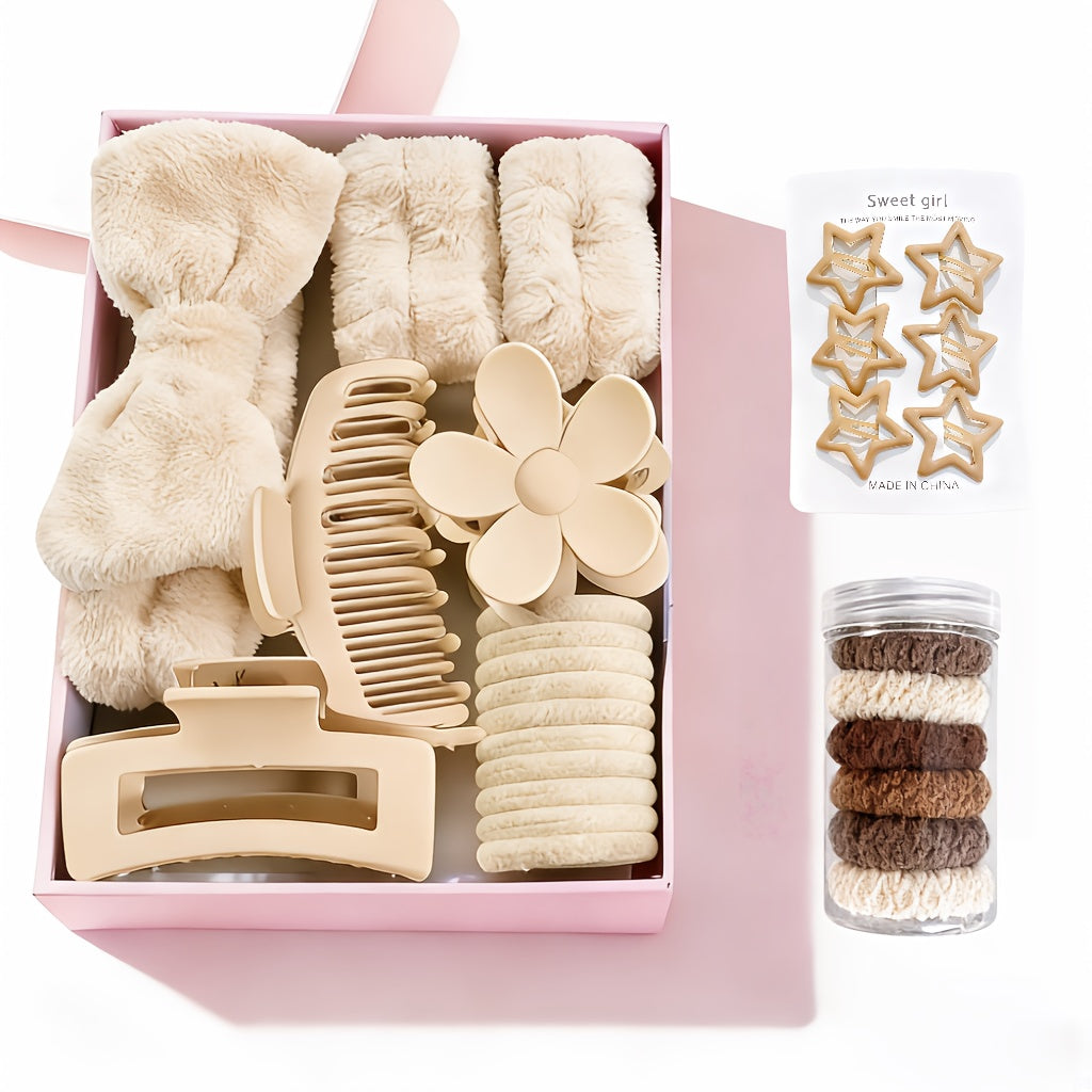 Hair Accessories Set with Headbands, Hair Clips, Hoops and Hair Rings, Bow and Elastic Styles, 14 Color Options