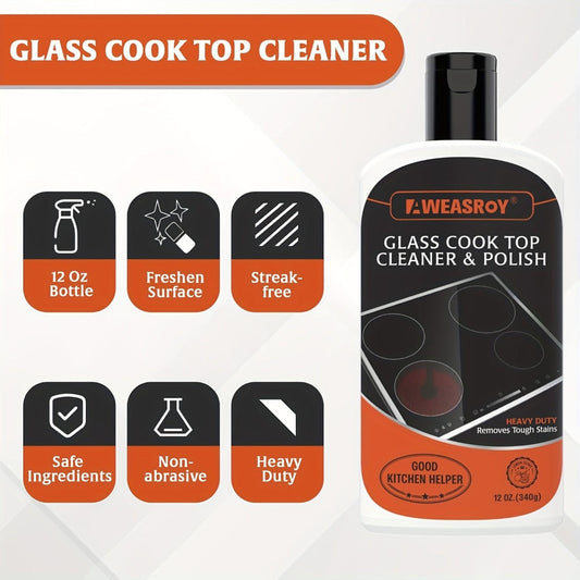 Glass Stove Top Cleaner Kit with 12 oz Cleaner, Scraper and Cloth, 9-Piece Set