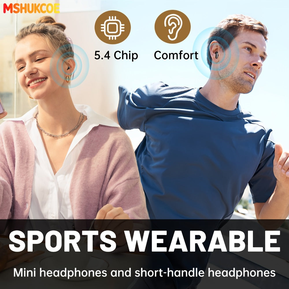 MSHUKCOE 2in1 Sleep Earbuds Invisible Mini Noise Cancelling, 6D HiFi Sound Effect Low Bass Wireless Headphones Long Battery Life, Comfortable Wear for Leisure Office Classroom, Birthday Gift