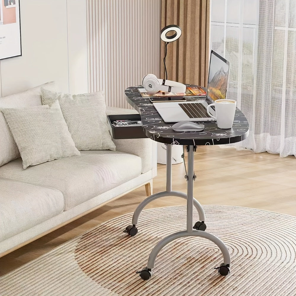 Foldable Nail Table with LED Lamp Drawer Lockable Wheels Wrist Cushion & Carrying Bag – Portable Manicure Station for Nail Salon Technician Home Studio White