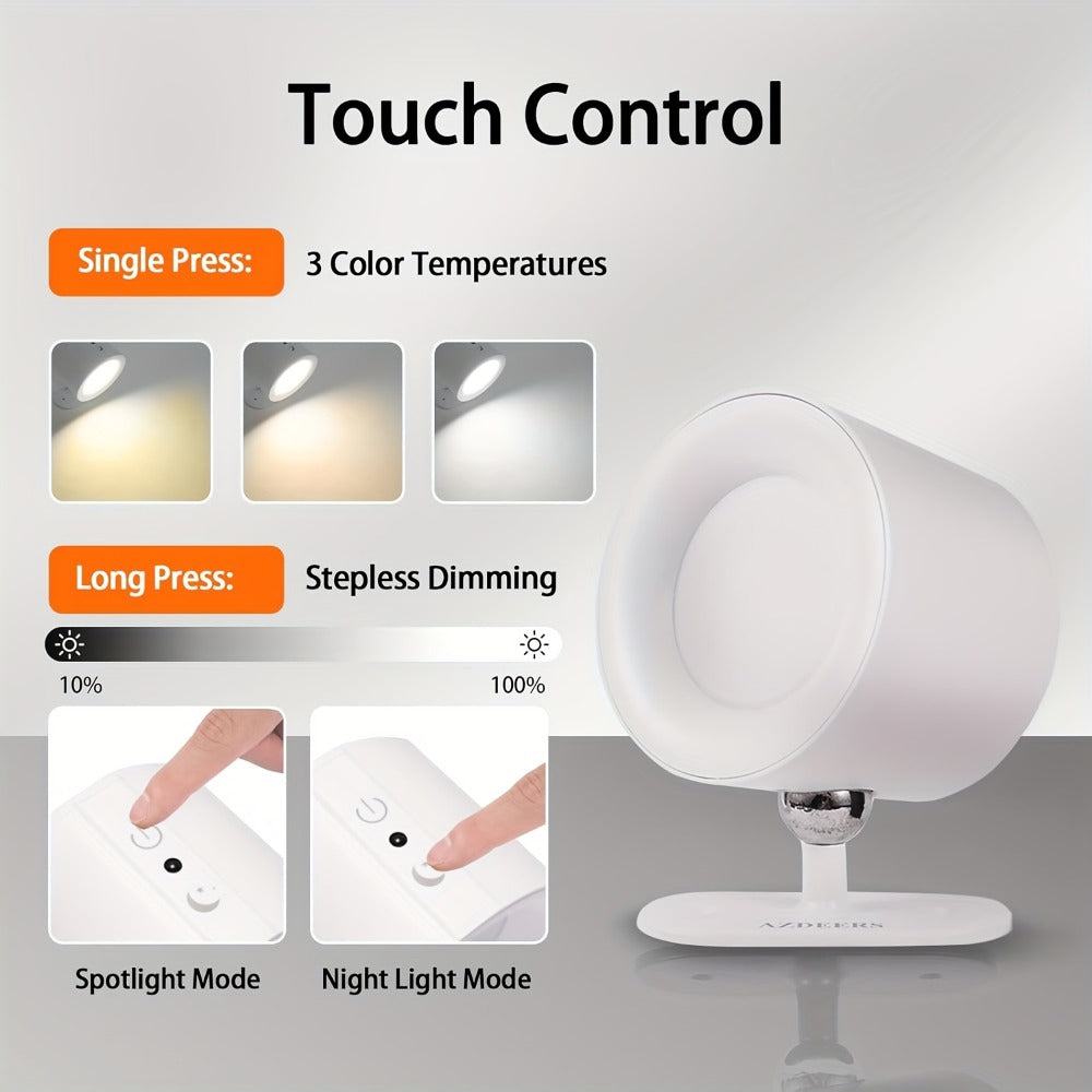Rechargeable Wall Sconce LED Reading Light - GVTCO Magnetic 360° Rotation Wall Lamp with Remote Control, 3 Color Temperatures, Dimmable, 1200mAh Battery, USB-C Charging for Bedroom, Bedside & Hallway