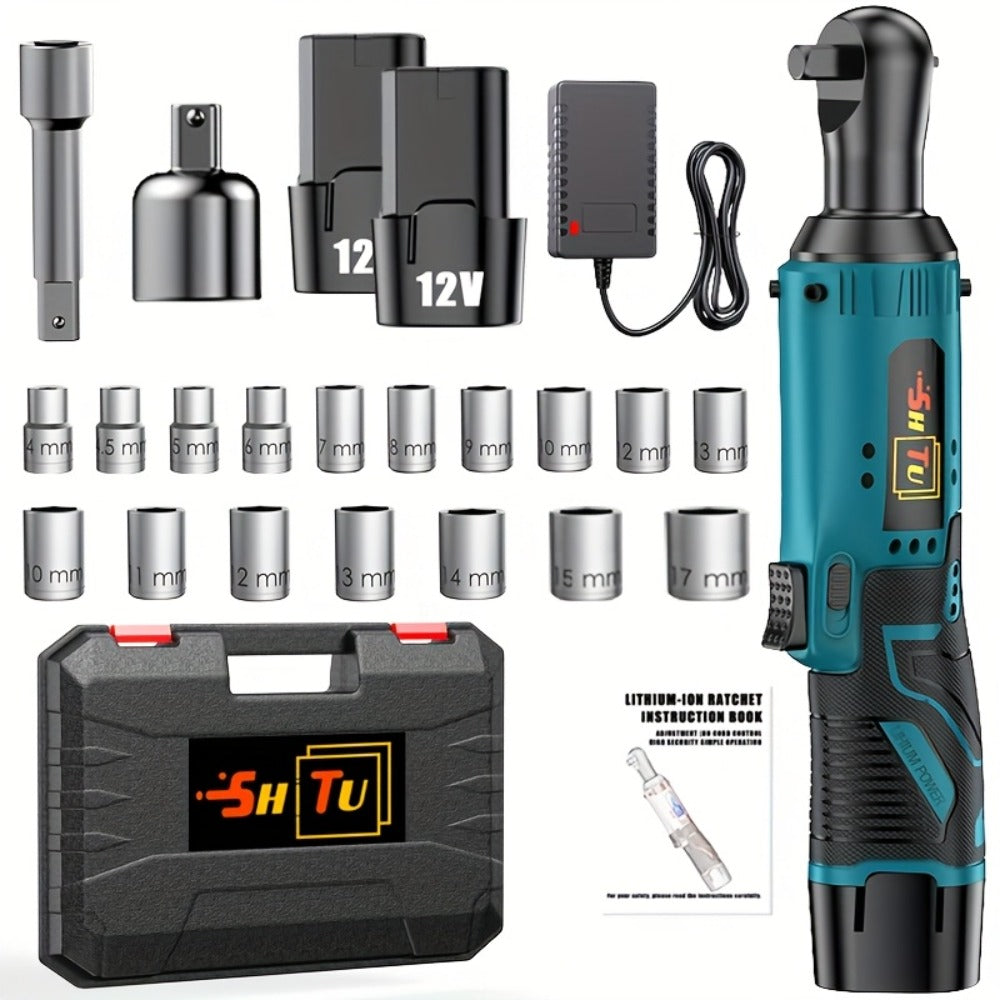 12V Brushless Electric Ratchet Wrench Set with Battery & Quick Charger – Wireless Car Repair Tool Kit for Home & Auto, Holiday Gift for Men