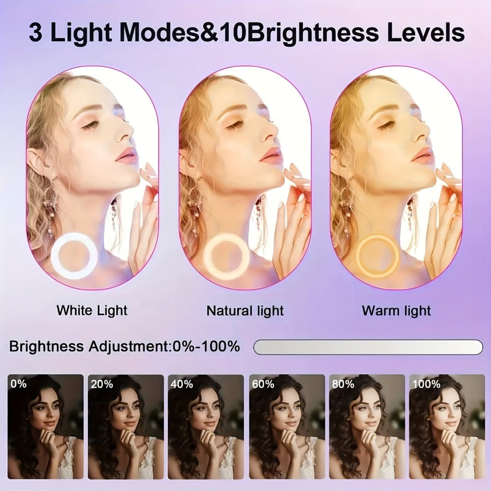 Desk Tripod Ring Light 10 12 Inch with Phone Stand, Adjustable Height 15 to 43 Inches, Dimmable LED Circular Light for Selfie Photography, Makeup, YouTube, TikTok & Live Streaming