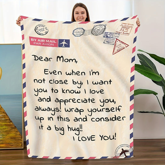 Love Message Flannel Blanket for Mom, Soft Reversible Throw in 2 Sizes
