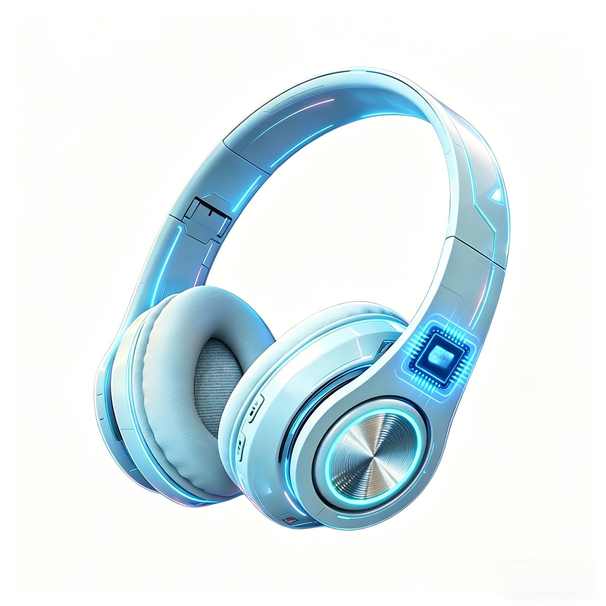 LED Light Over-Ear Wireless Headphones Deep Bass Subwoofer, Active Noise Cancelling Foldable Headset Bluetooth 5.3, Wired & Wireless Dual Mode AUX, USB Rechargeable for Gaming Music Sports