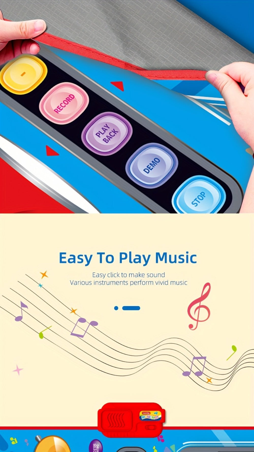 Kids Electronic Drum Music Mat, Multifunctional Musical Toy for Skill Development & Family Bonding, Dance Drum Pad for Boys & Girls, Birthday Christmas Holiday Gift for Children Ages 3+